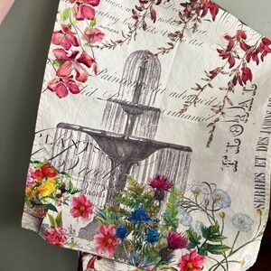 Michel Design Works Floral Tea Towels Set Of 3 Botanical Script Cotton Kitchen